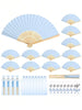 3-60pcs Elegant Folding Hand Fan Set, Includes Thank You Card And Gift Bag, Bamboo Bridal Hand Fan, Suitable As Bridesmaid Gift And Wedding Decor, Perfect For Parties, Events, And Summer Accessory, 1pc