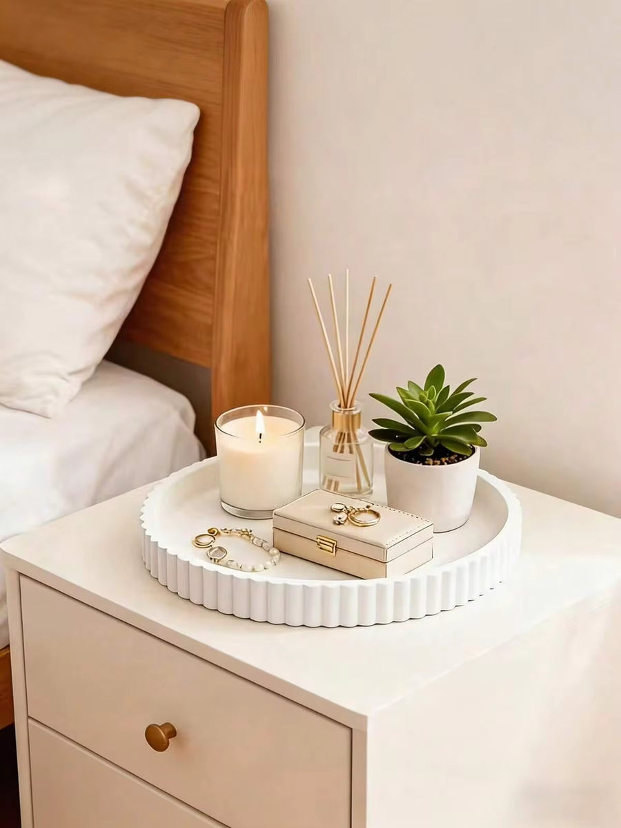 1pc Modern Round Tray, For Coffee Table Decor - Minimalist Design Aesthetic Focal Point, Suitable For Home Decor, Fragrance Display And Fashion Central Decorative Items, Coffee Bar Decor (Non-Food Contact)