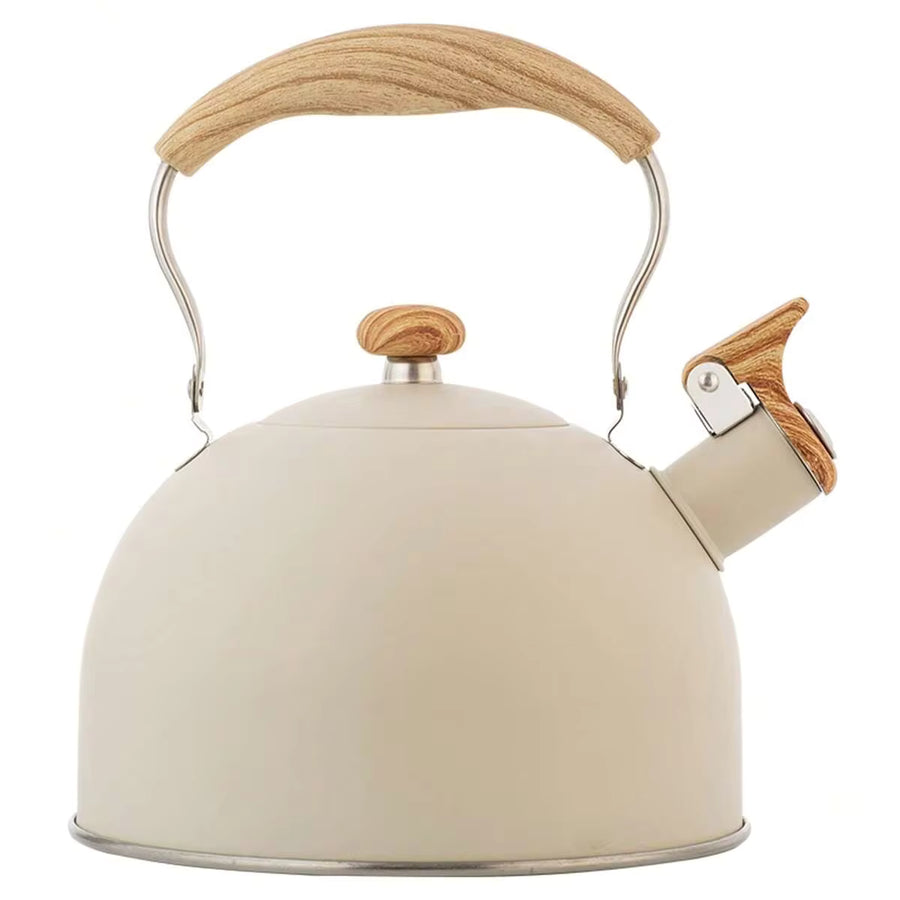 Stovetop Kettle, Kettle Stove Top, Whistle Kettle For Kitchen, 2.5L Stainless Steel Tea Pot Stovetop For Tea Coffee Milk, Folding Wood Handle Farmhouse Whistling Kettle